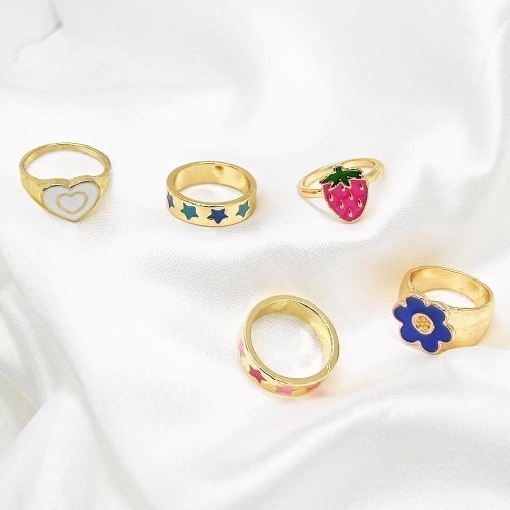 Y2K Gold Ring Set - Picture 4 of 8
